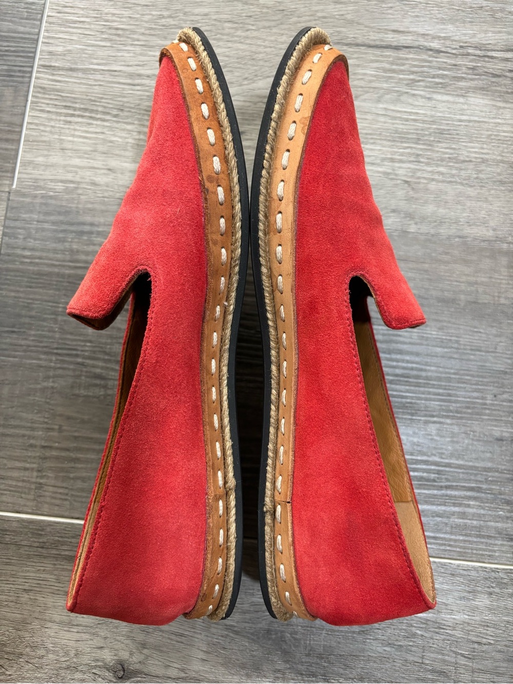 Rag & Bone "Cairo" Fiery Red Suede Espadrille Flats -Size 38 (US 7.5-8), GUC